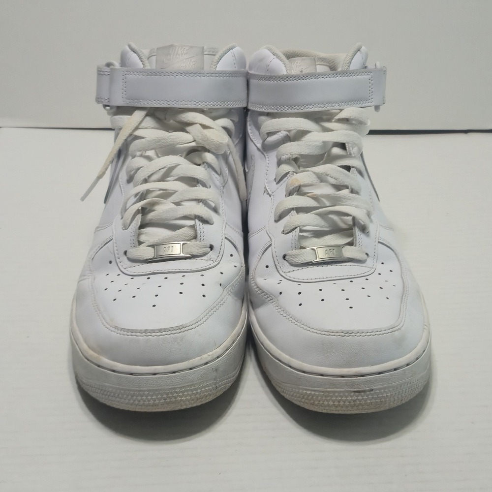 Nike Air Force 1 Mid '07 Leather Sneakers Triple White Size 13 CW2289-111 - Picture 7 of 9